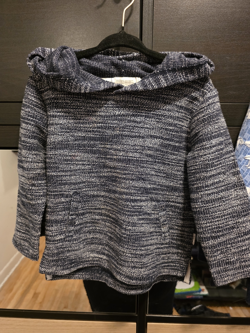 Kids Navy Marled Cowl Neck Sweater